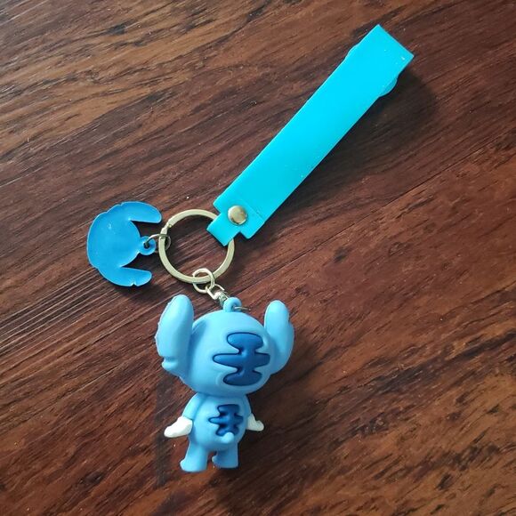 Disney Lilo & Stitch 3D Silicone Chic Kawaii Cute Modern Blue Strap Keychain - Picture 2 of 2